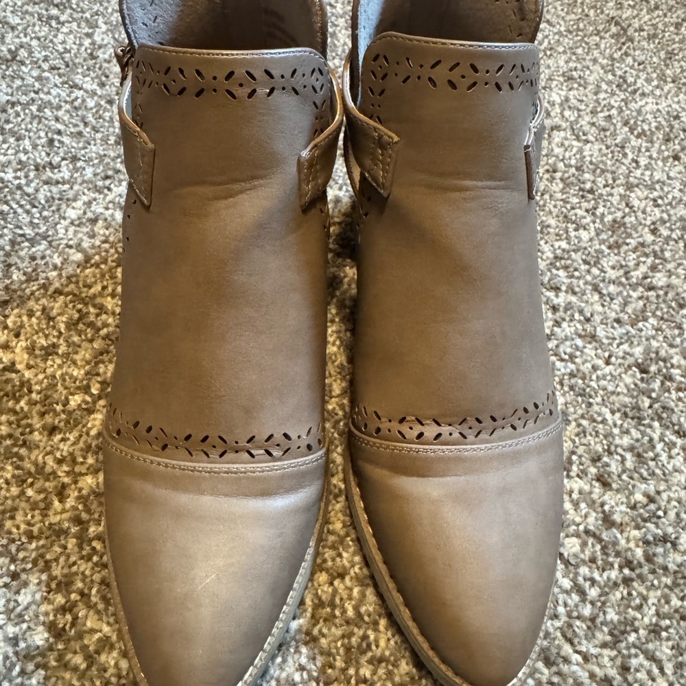 Cato Brown Ankle Booties with Perforated Design